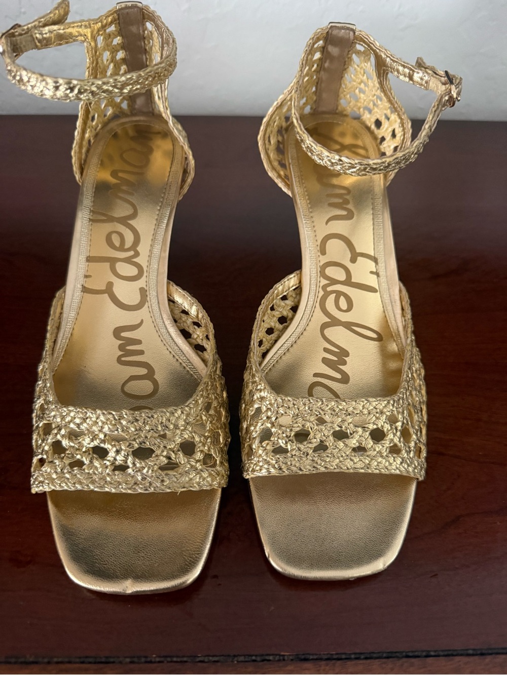 Sam Edelman Gold Braided Strappy Heels